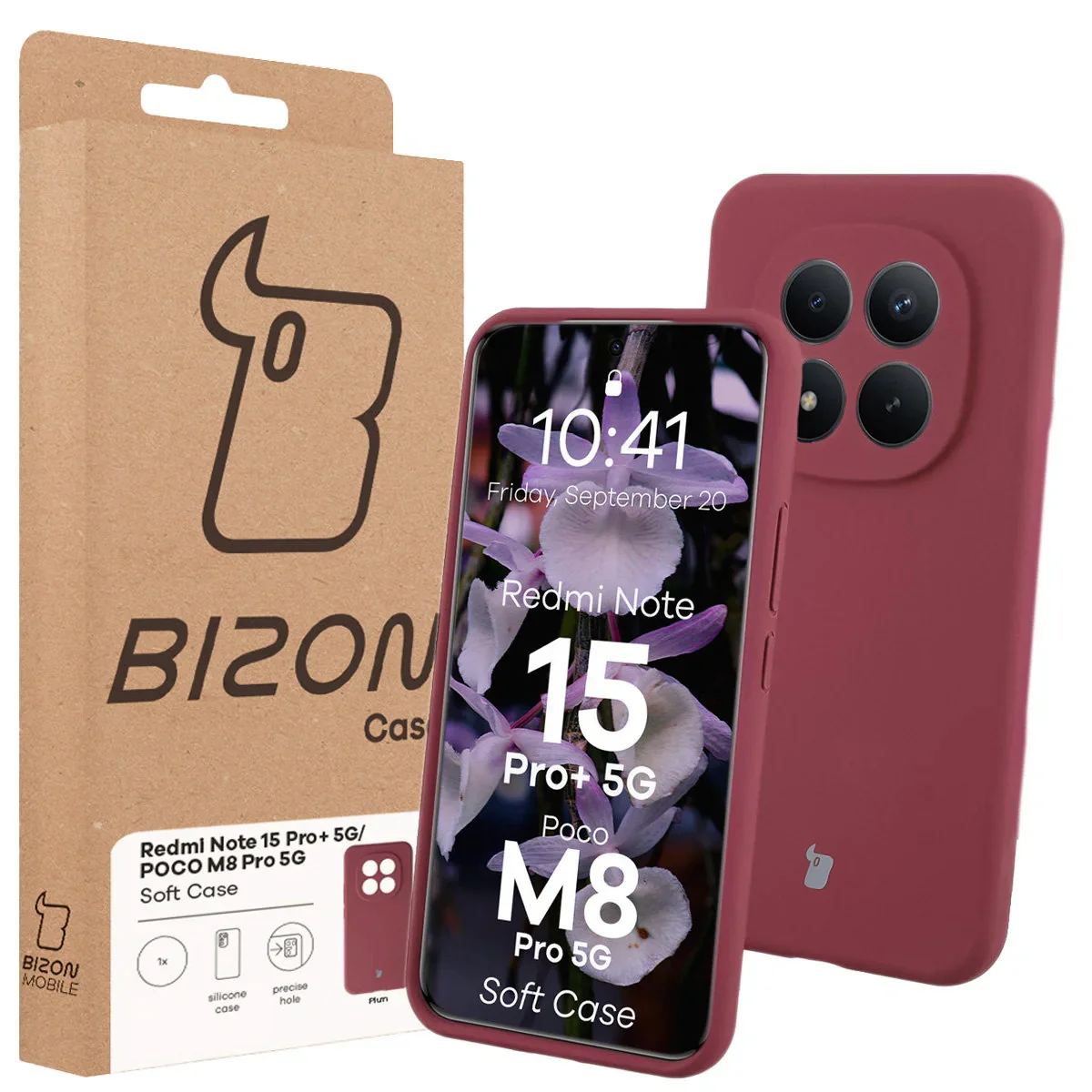 Silikon Handyhülle für Xiaomi Redmi Note 15 Pro Plus 5G / POCO M8 Pro 5G, Bizon Soft Case, Pflaumenfarbe - Image 7