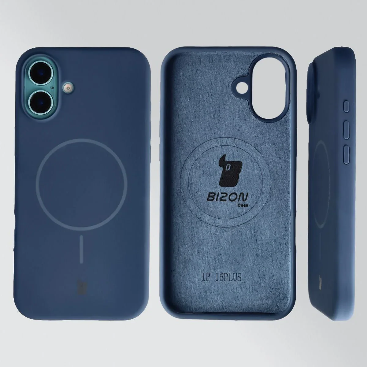 Silikon Handyhülle mit Magnetring für iPhone 16 Plus, Bizon Soft Case Magnetic, Dunkelblau - Image 5