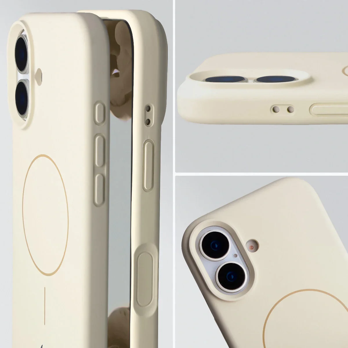 Silikon Handyhülle mit Magnetring für iPhone 17, Bizon Soft Case Magnetic, Écru - Image 6
