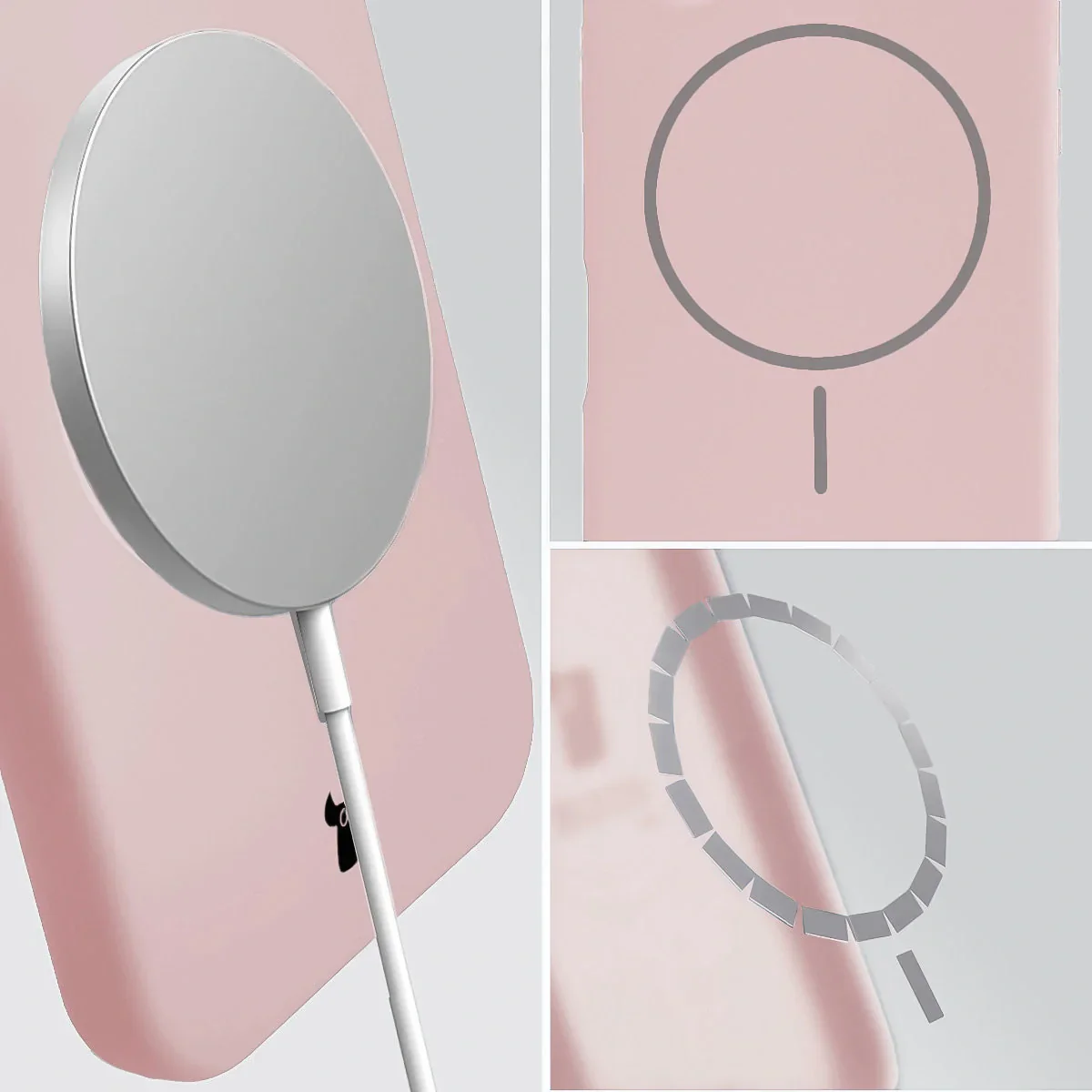 Silikon Handyhülle mit Magnetring für iPhone 17, Bizon Soft Case Magnetic, Hellrosa - Image 4