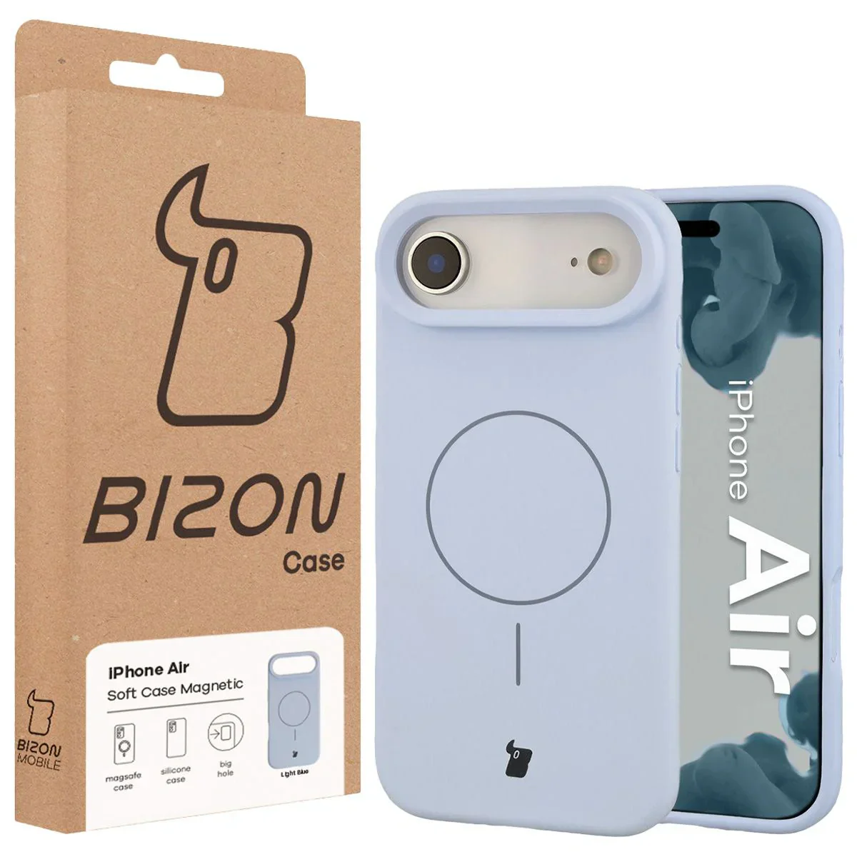 Silikon Handyhülle mit Magnetring für iPhone Air, Bizon Soft Case Magnetic, Hellblau - Image 8
