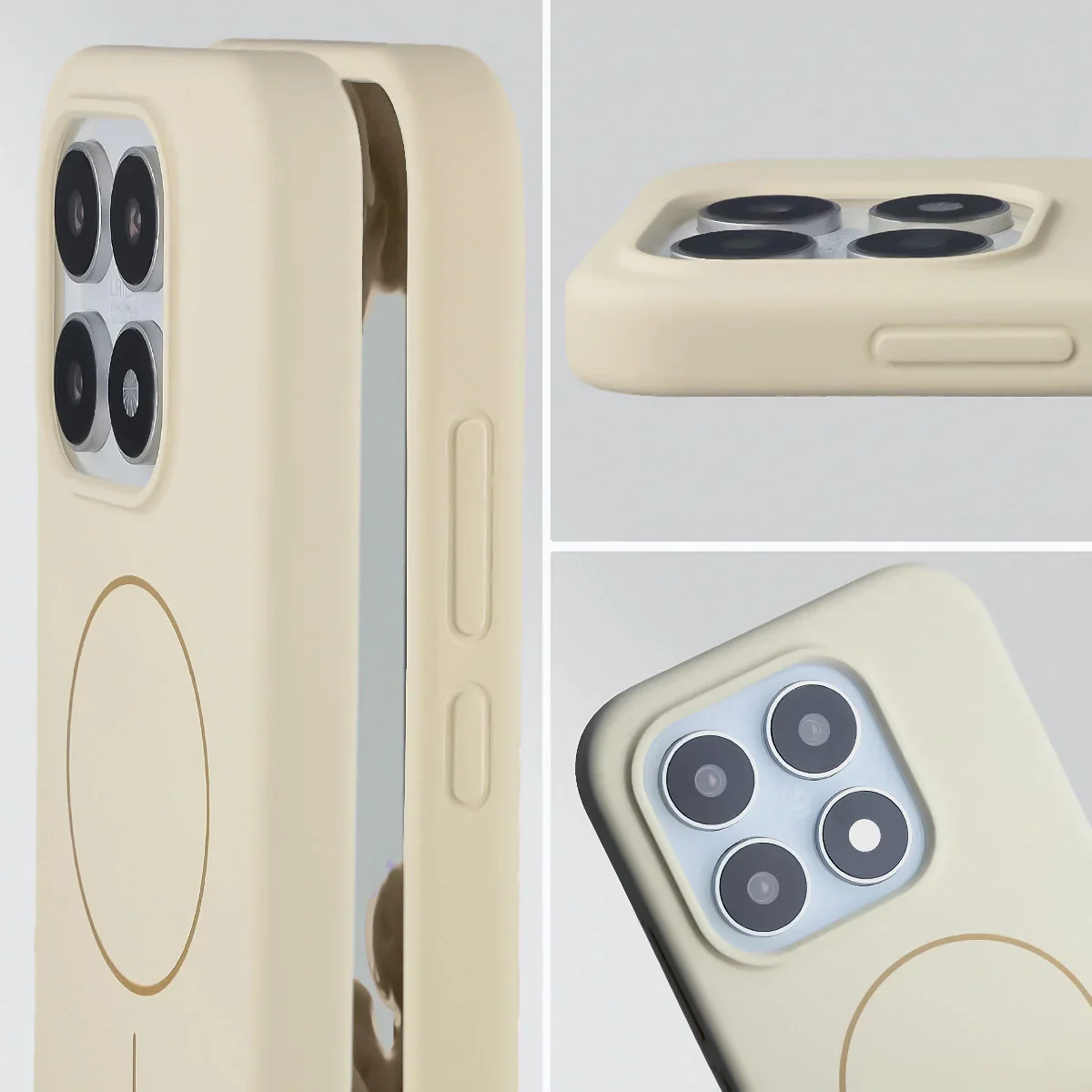 Silikon Handyhülle mit Magnetring für Xiaomi 17, Bizon Soft Case Magnetic, Écru - Image 6