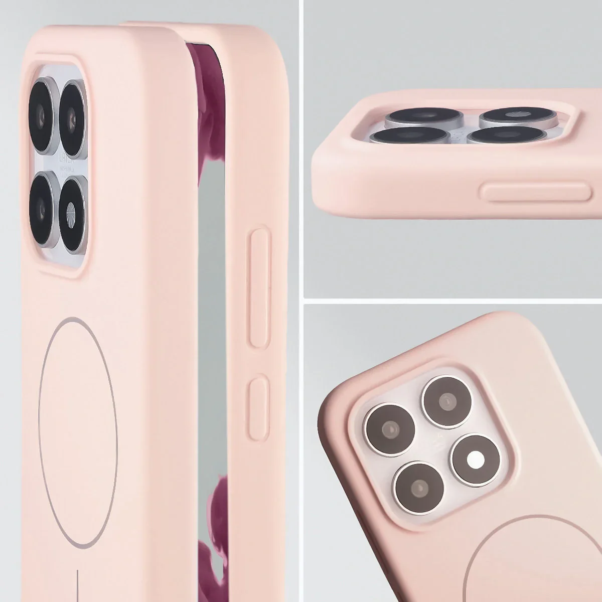 Silikon Handyhülle mit Magnetring für Xiaomi 17, Bizon Soft Case Magnetic, Hellrosa - Image 6