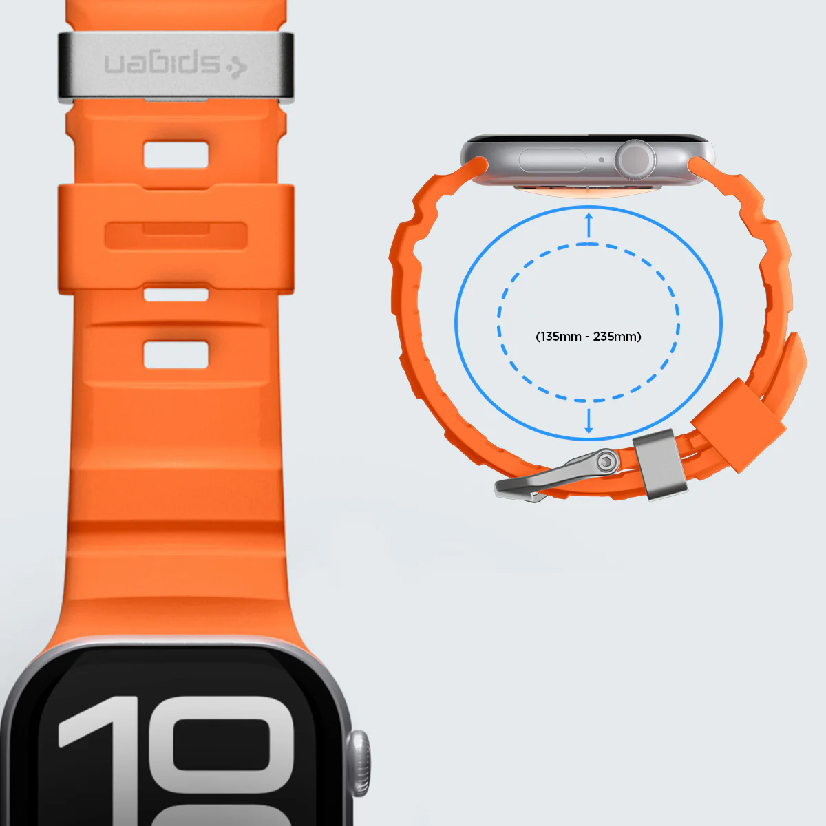 Silikonband für Apple Watch 49/46/45/44 mm, Spigen WBS2, Orange - Image 13
