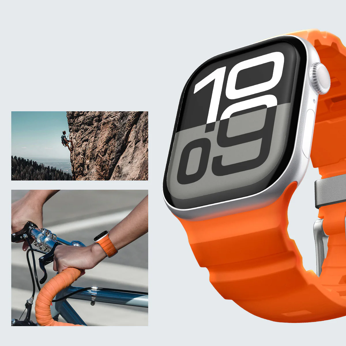 Silikonband für Apple Watch 49/46/45/44 mm, Spigen WBS2, Orange - Image 14