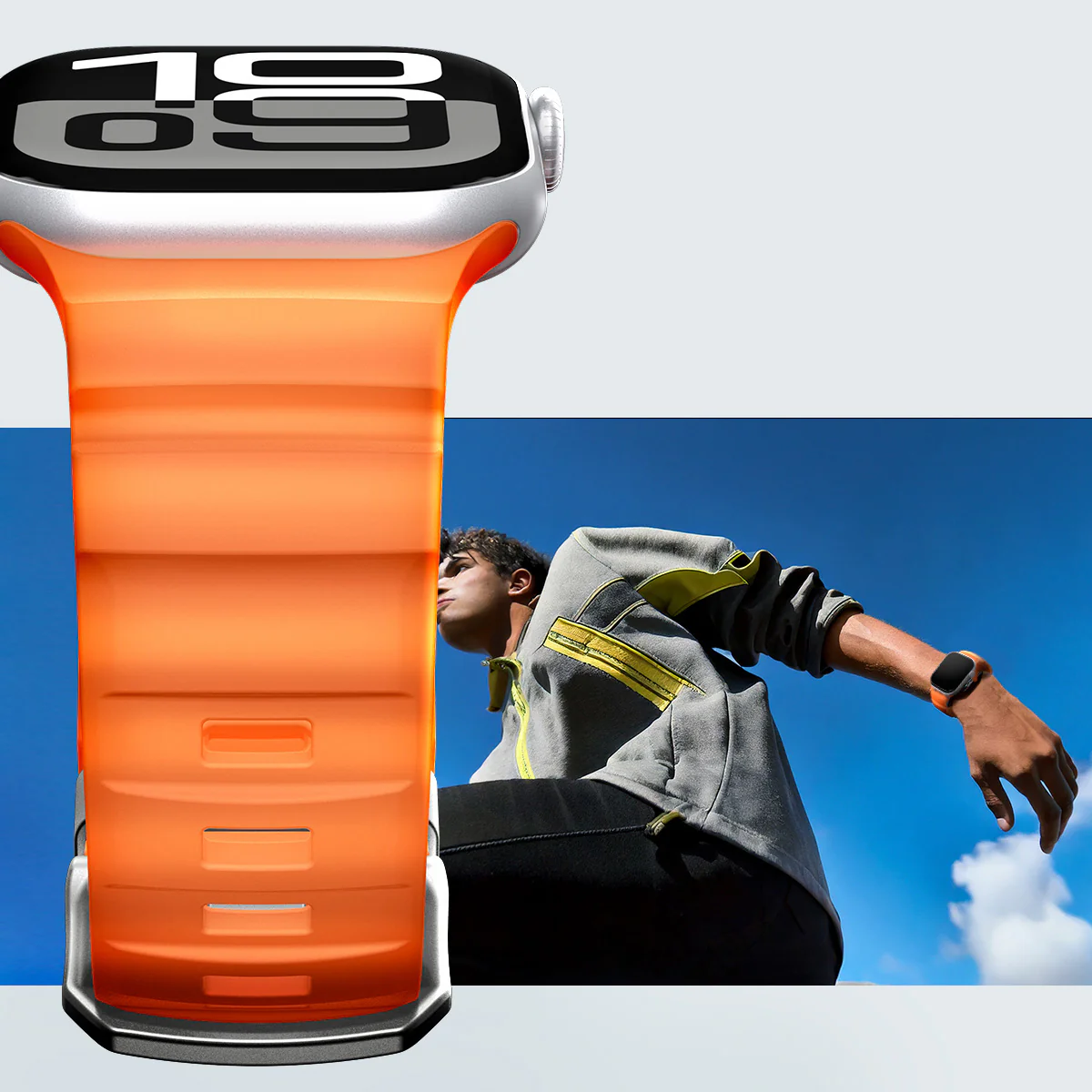 Silikonband für Apple Watch 49/46/45/44 mm, Spigen WBS2, Orange - Image 15