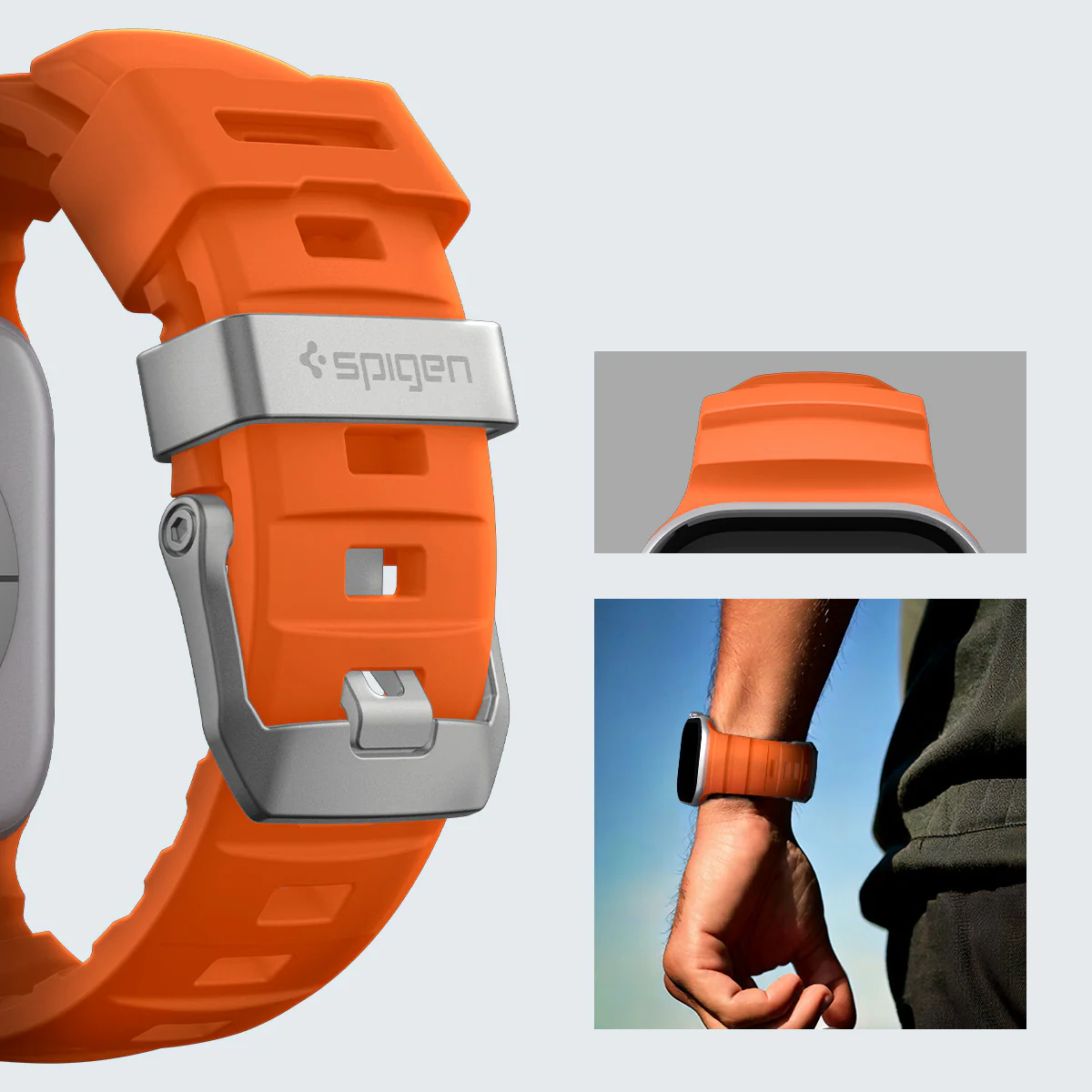 Silikonband für Apple Watch 49/46/45/44 mm, Spigen WBS2, Orange - Image 16