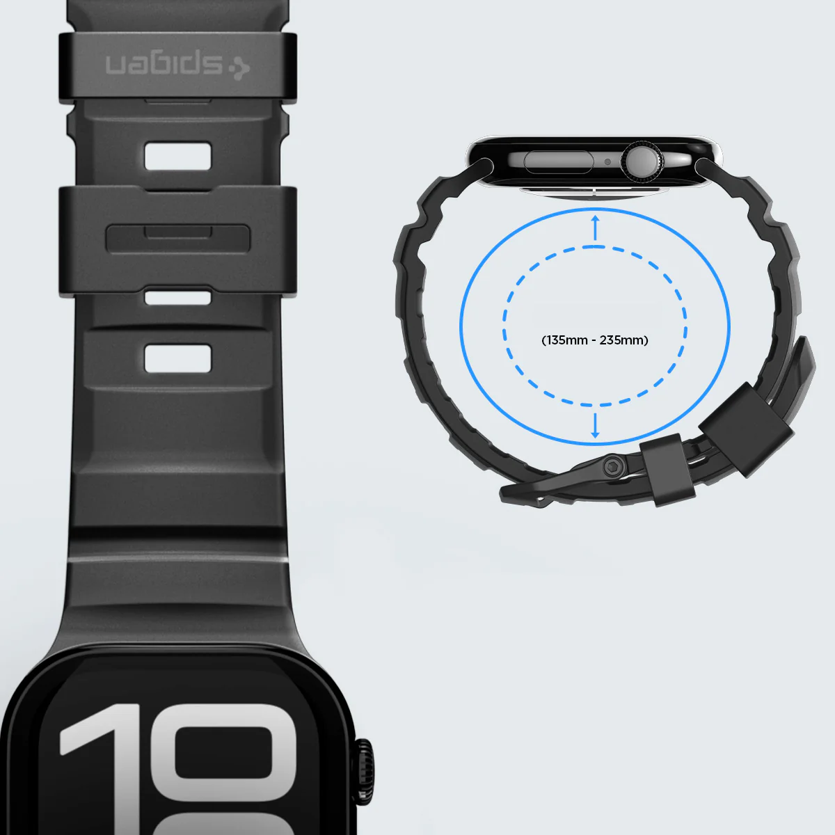 Silikonband für Apple Watch 49/46/45/44 mm, Spigen WBS2, Schwarz - Image 13