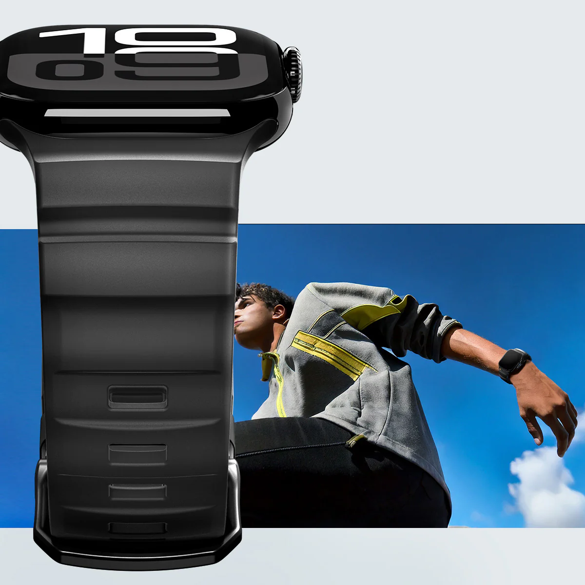 Silikonband für Apple Watch 49/46/45/44 mm, Spigen WBS2, Schwarz - Image 15