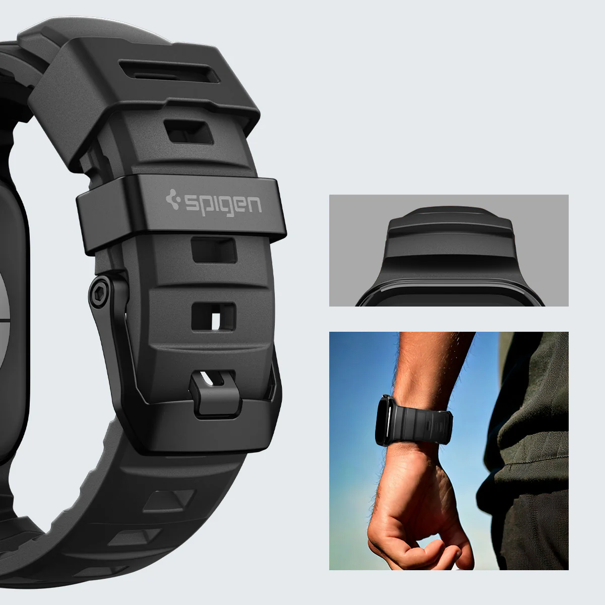 Silikonband für Apple Watch 49/46/45/44 mm, Spigen WBS2, Schwarz - Image 16