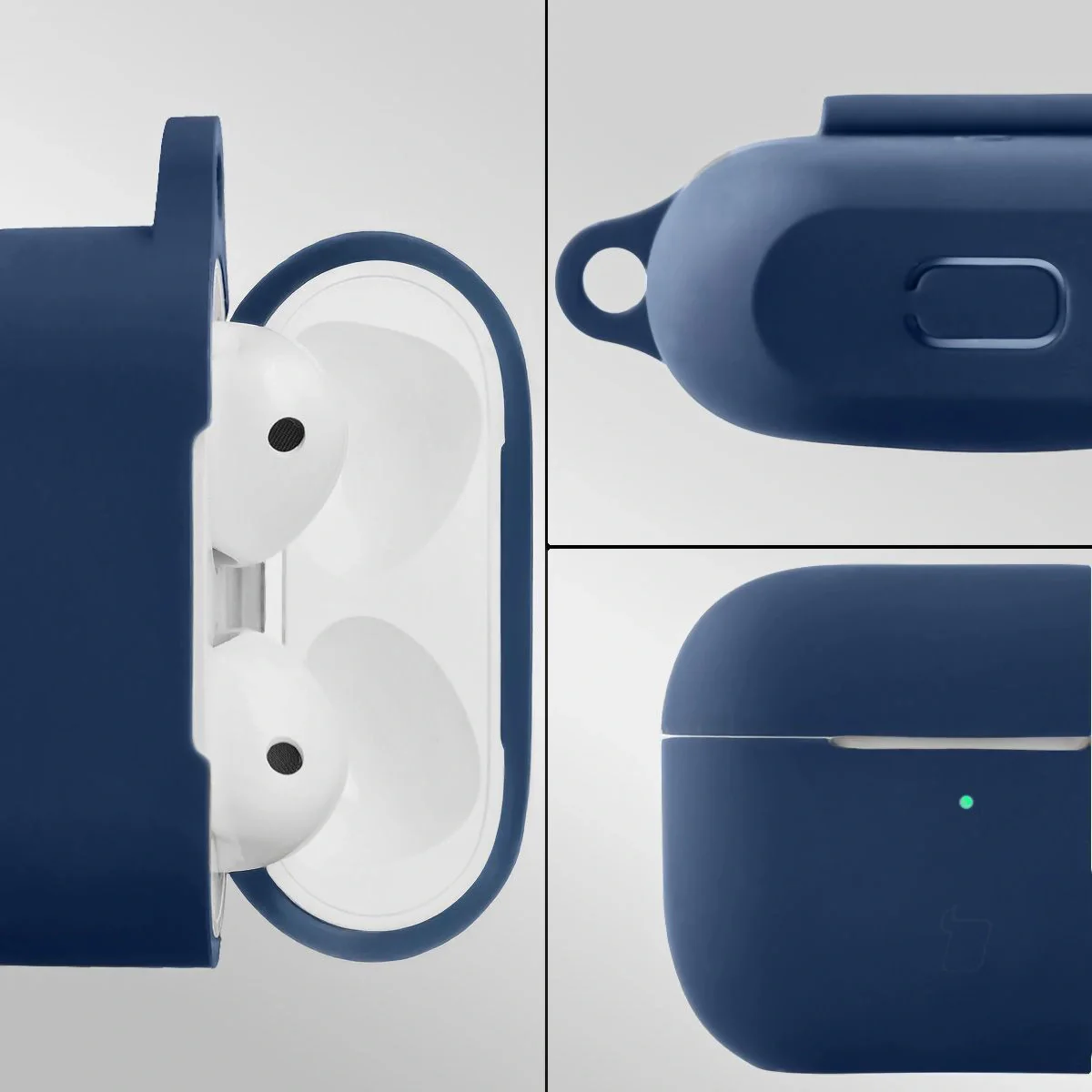 Silikonhülle mit Karabiner für AirPods 3, Bizon Case Headphone Silicone, Dunkelblau - Image 3