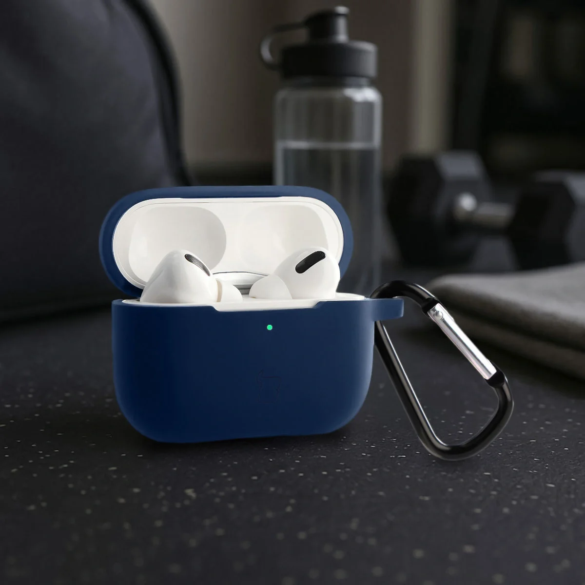 Silikonhülle mit Karabiner für AirPods Pro 2, Bizon Case Headphone Silicone, Dunkelblau - Image 4