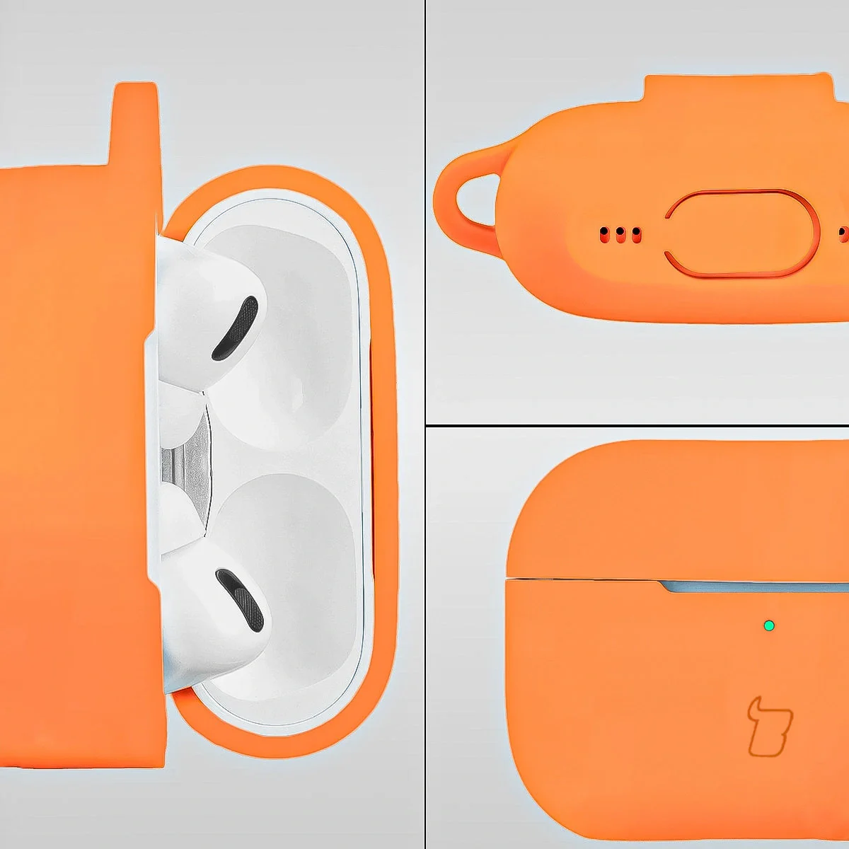 Silikonhülle mit Karabiner für AirPods Pro 2, Bizon Case Headphone Silicone, Karotte - Image 3