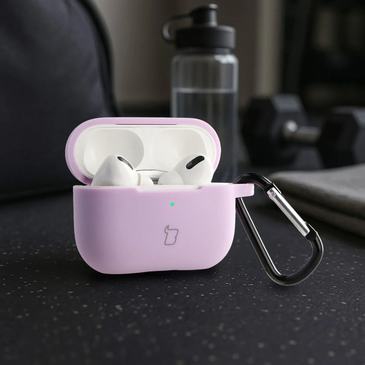 Silikonhülle mit Karabiner für AirPods Pro 2, Bizon Case Headphone Silicone, Lavendel - Image 4