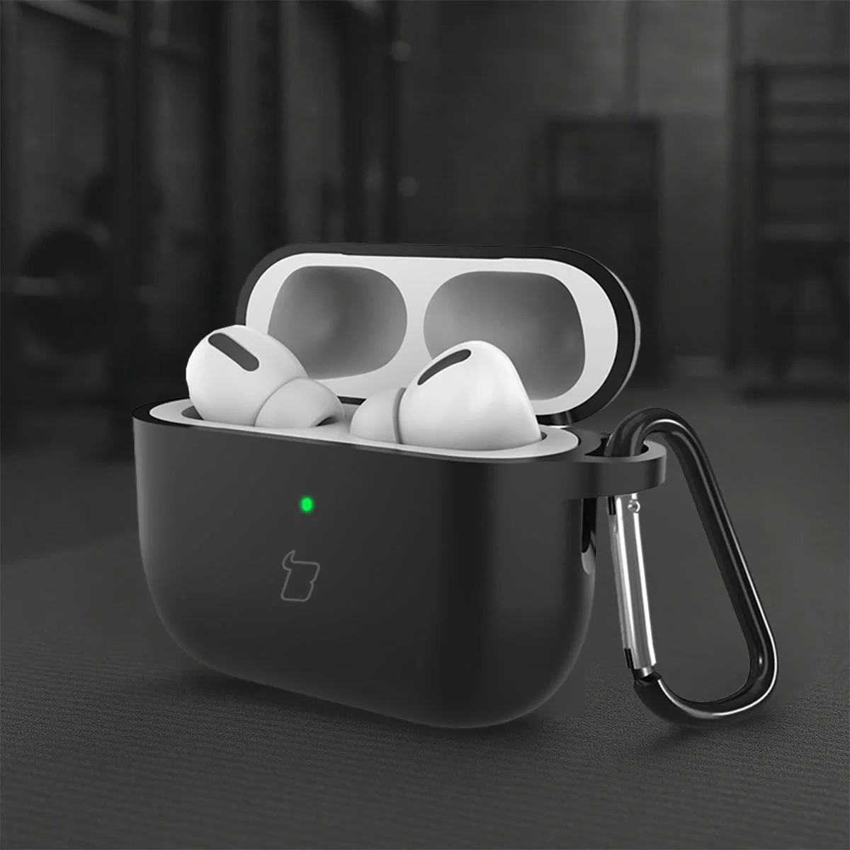 Silikonhülle mit Karabiner für AirPods Pro 3, Bizon Case Headphone Silicone, Schwarz - Image 4