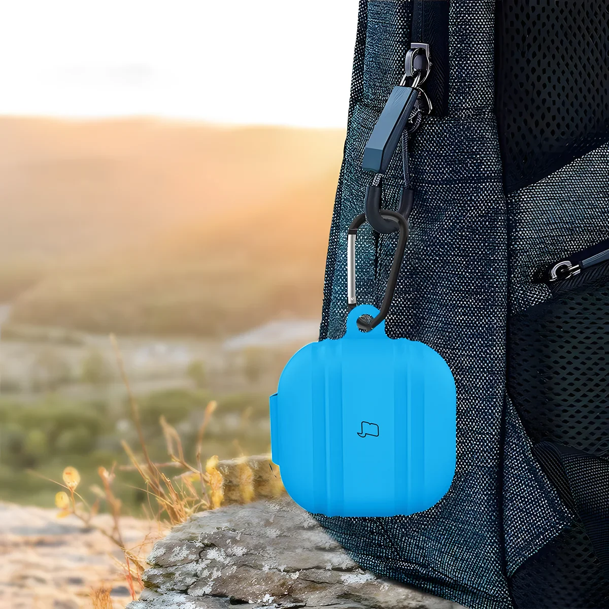 Silikonhülle mit Karabiner für Galaxy Buds 4 / 4 Pro, Bizon Case Headphone Silicone, Hellblau - Image 4