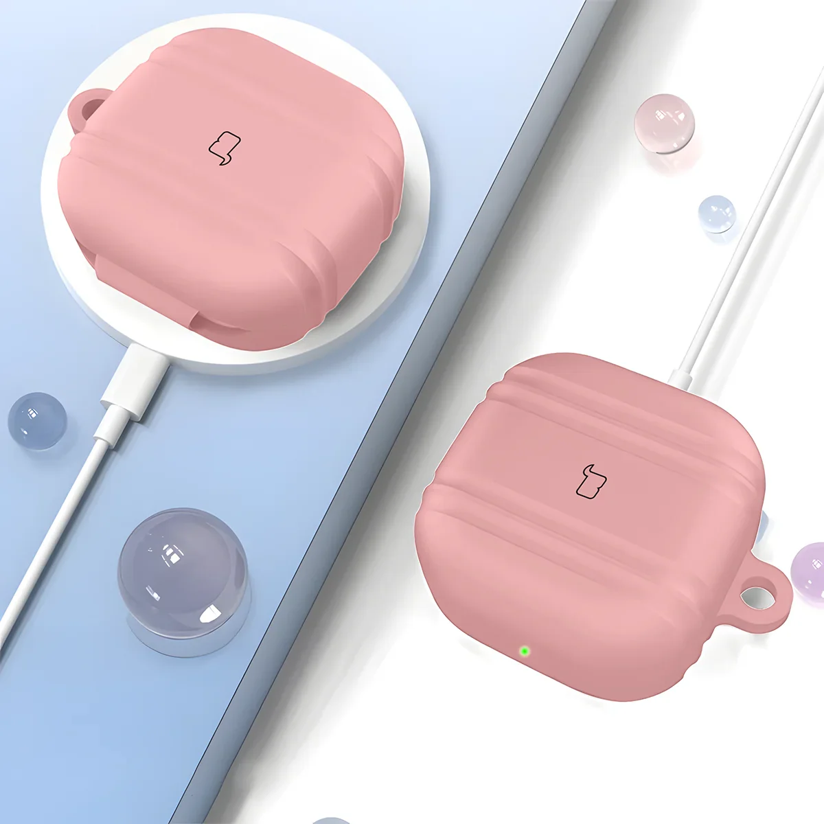 Silikonhülle mit Karabiner für Galaxy Buds 4 / 4 Pro, Bizon Case Headphone Silicone, Rosa - Image 3