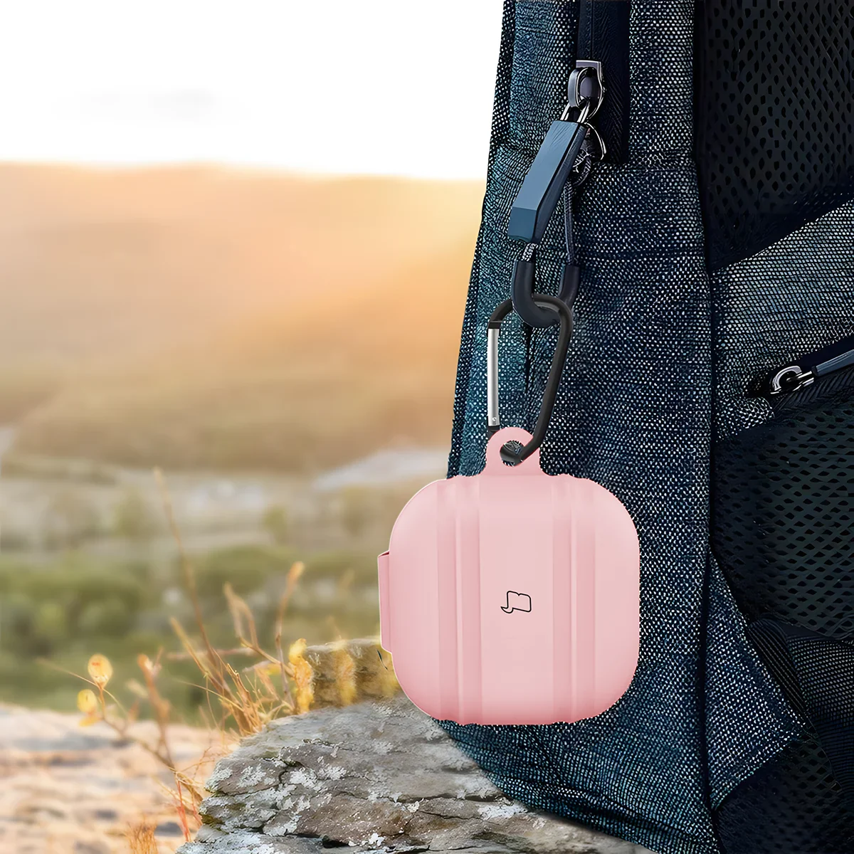 Silikonhülle mit Karabiner für Galaxy Buds 4 / 4 Pro, Bizon Case Headphone Silicone, Rosa - Image 4