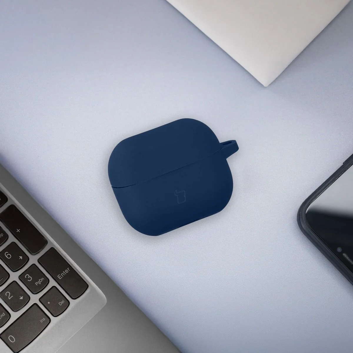 Silikonhülle mit Karabiner für Galaxy Buds 3/3 Pro/3 FE, Bizon Case Headphone Silicone, Dunkelblau - Image 3