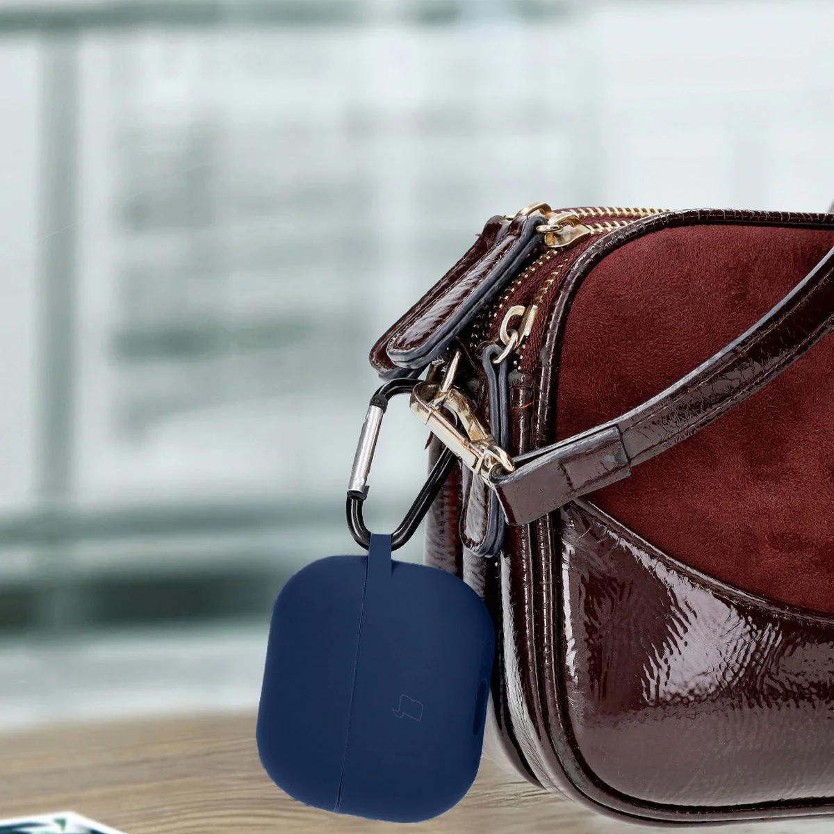Silikonhülle mit Karabiner für Galaxy Buds 3/3 Pro/3 FE, Bizon Case Headphone Silicone, Dunkelblau - Image 4