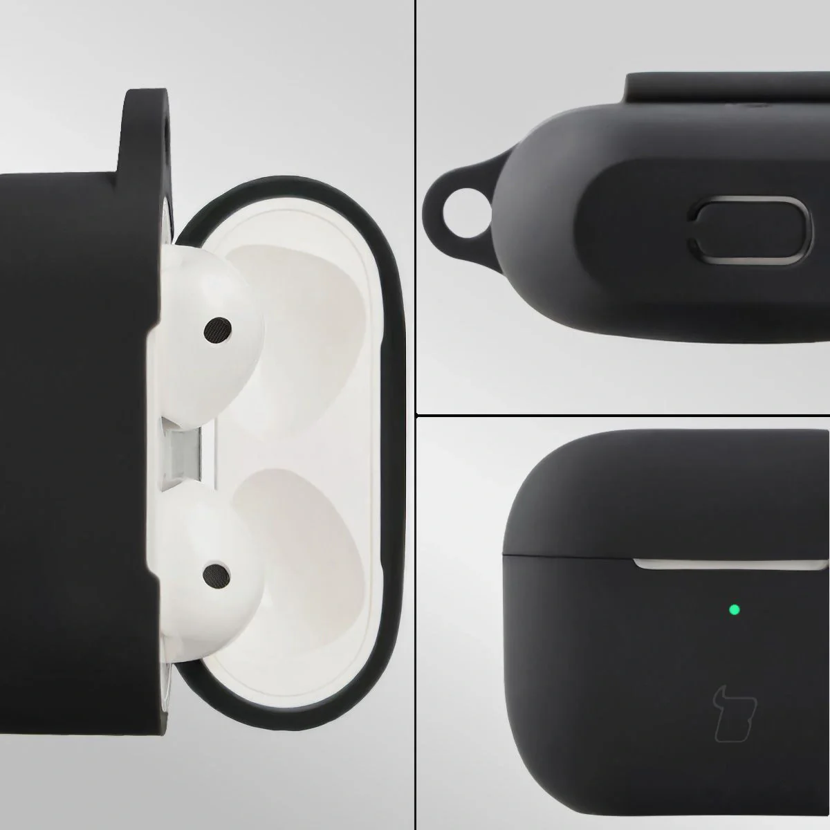 Silikonhülle mit Karabiner für AirPods 3, Bizon Case Headphone Silicone, Schwarz - Image 3