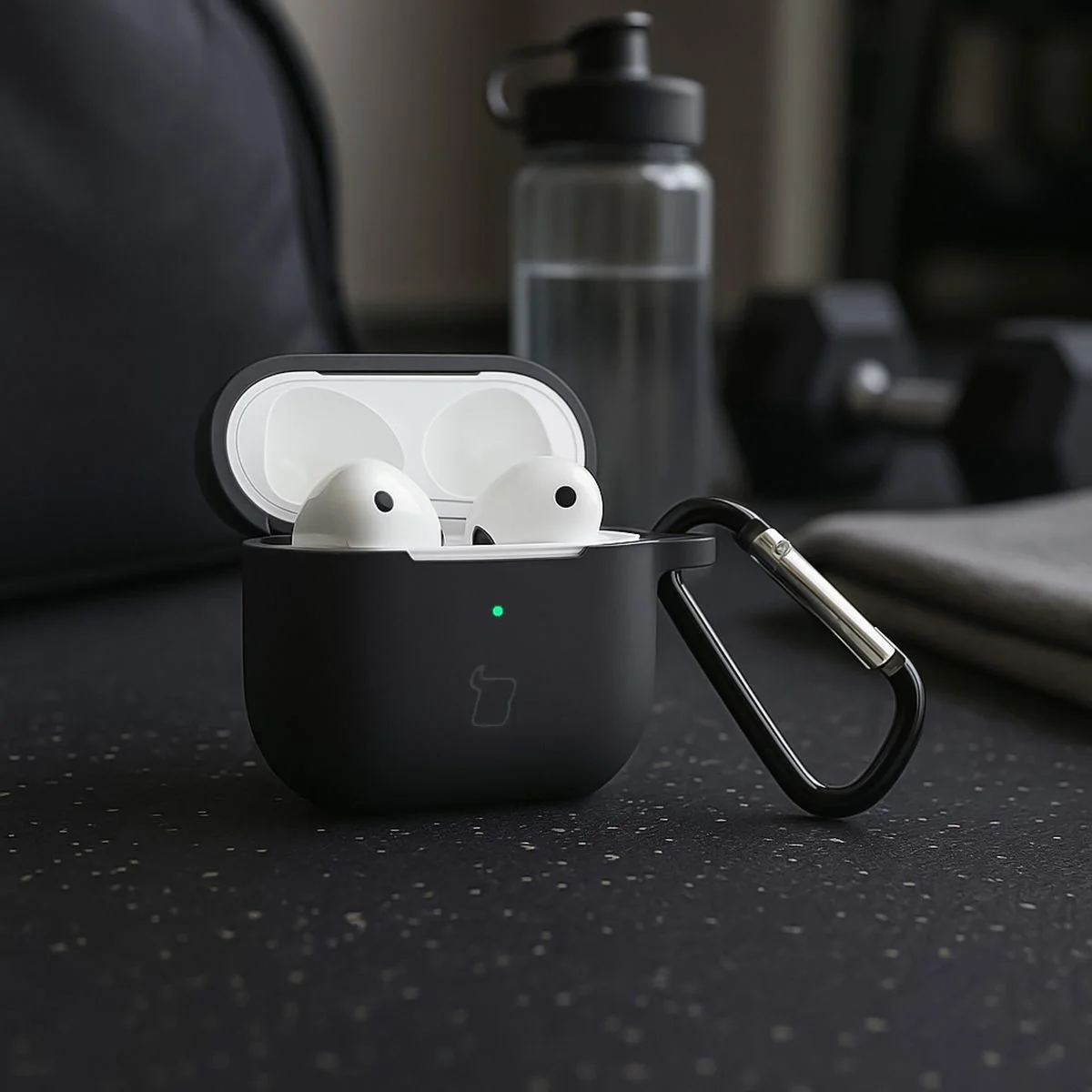 Silikonhülle mit Karabiner für AirPods 3, Bizon Case Headphone Silicone, Schwarz - Image 4