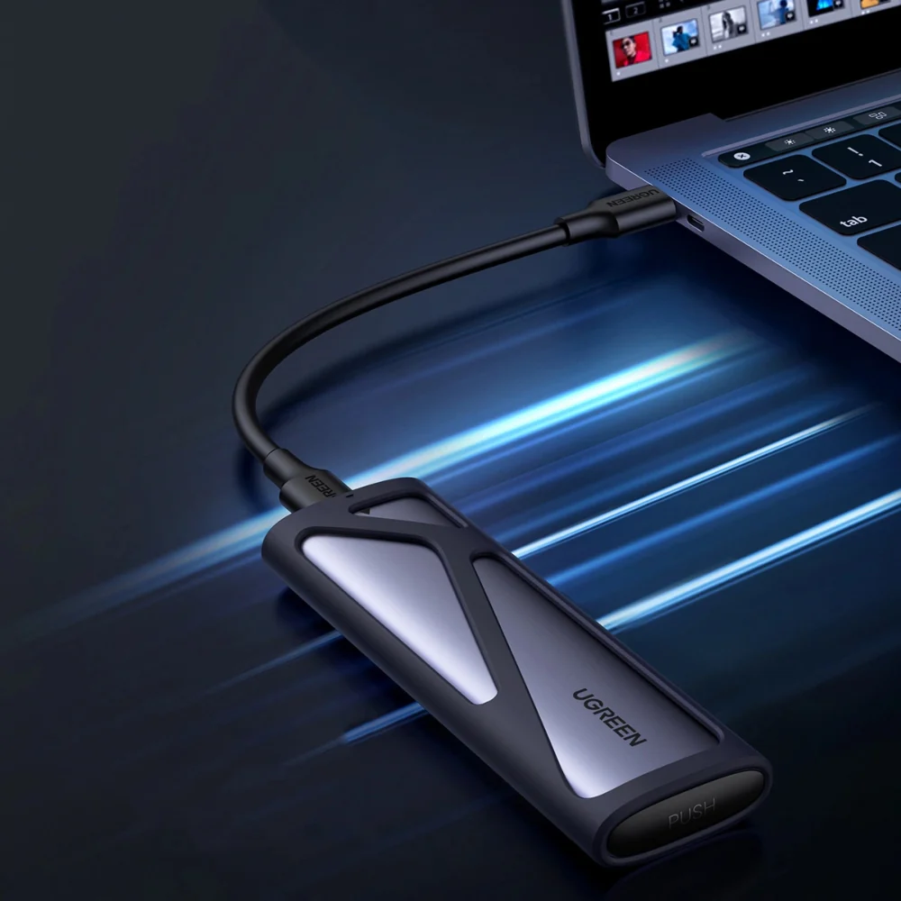 SSD-Gehäuse mit USB-C-Kabel, Ugreen CM400, M.2 SATA 3.2 10Gbps, Grau - Image 3