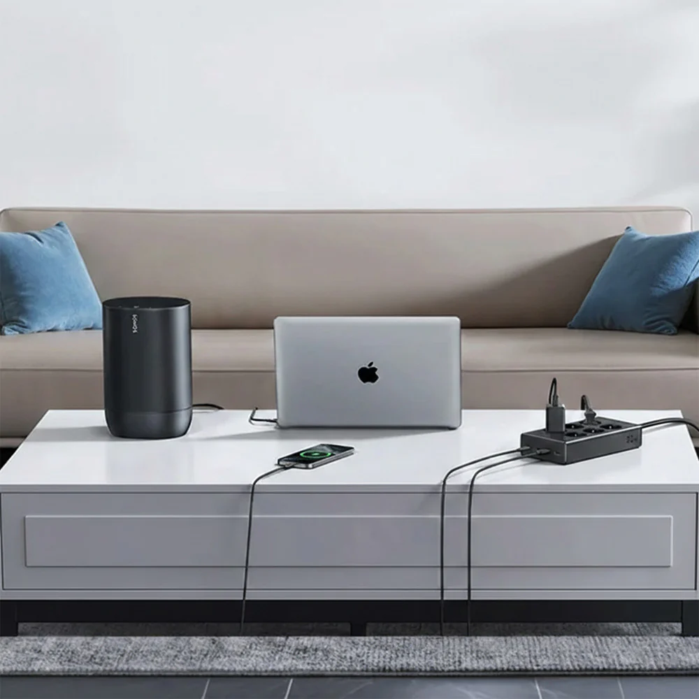 Steckdosenleiste / Verlängerungskabel GaN USB 20W / AC 3680W, 3x USB-A 15W, 1x USB-C PD 20W, 6x AC EU, Ugreen S622, Schwarz - Image 3