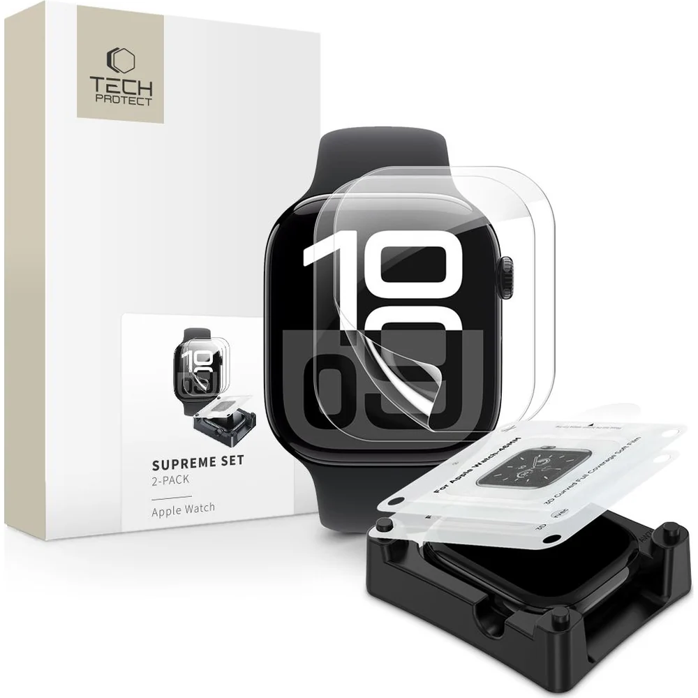 Tech-Protect Supreme Set 2er-Pack Hydrogel-Folie für Apple Watch 10 46mm, 2 Stück