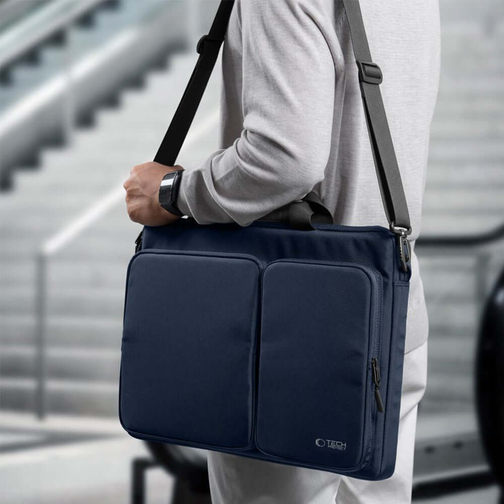 Umhängetasche für 17“ Laptop, Tech-Protect Defender Bag, Dunkelblau - Image 11