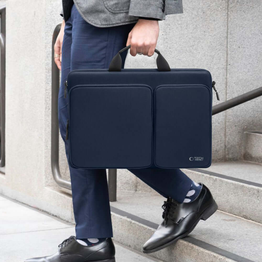 Umhängetasche für 17“ Laptop, Tech-Protect Defender Bag, Dunkelblau - Image 12