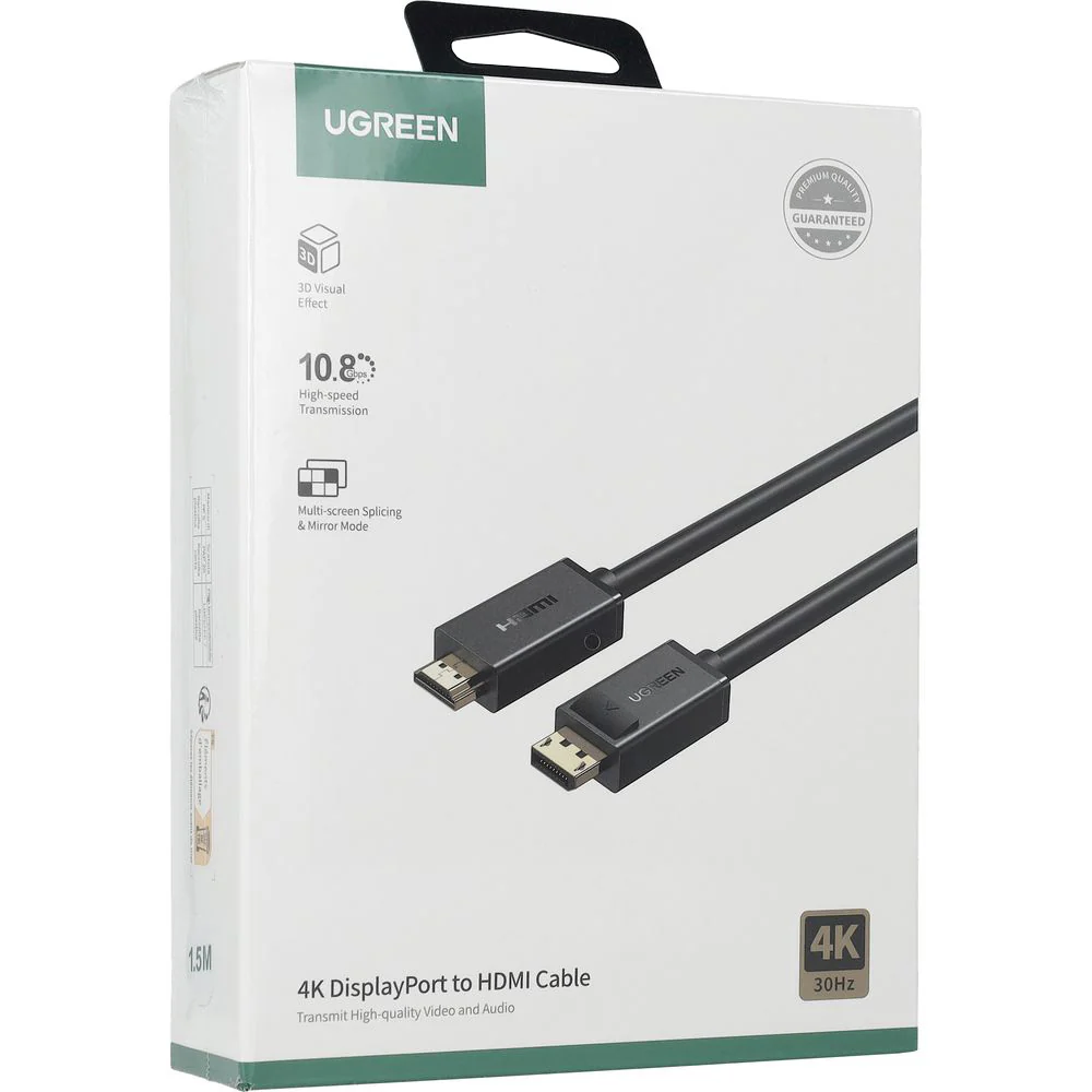 Unidirektionales Kabel DisplayPort zu HDMI, 4K, UHD, 1,5 m, Ugreen DP101, Schwarz - Image 16