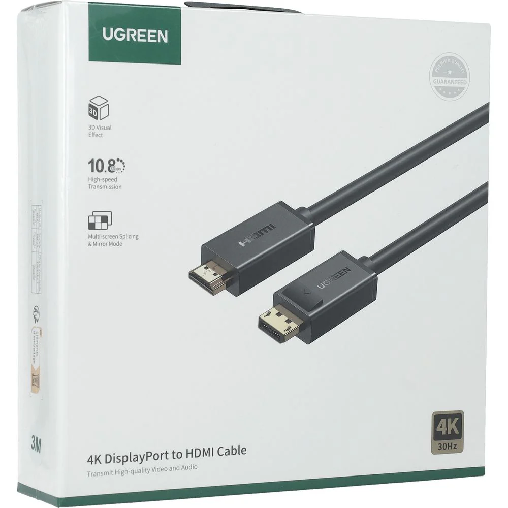 Unidirektionales Kabel DisplayPort zu HDMI, 4K, UHD, 3 m, Ugreen DP101, Schwarz - Image 16