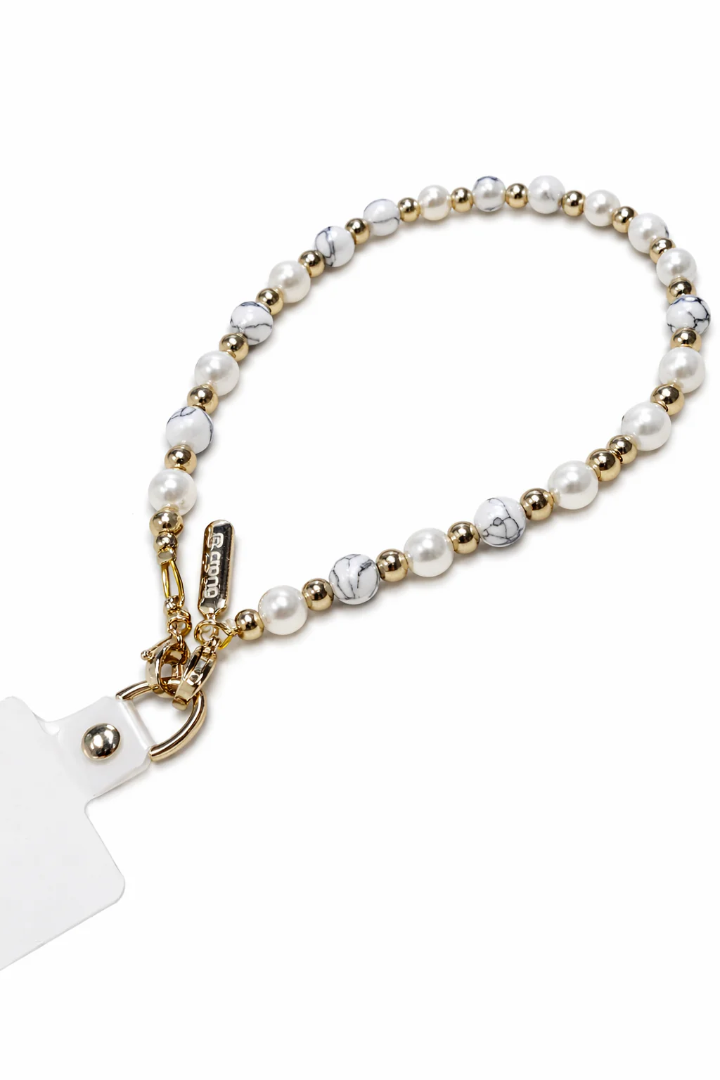 Universal-Handyband für das Handgelenk, Crong Phone Charm, Gold mit Marmorperlen - Image 4