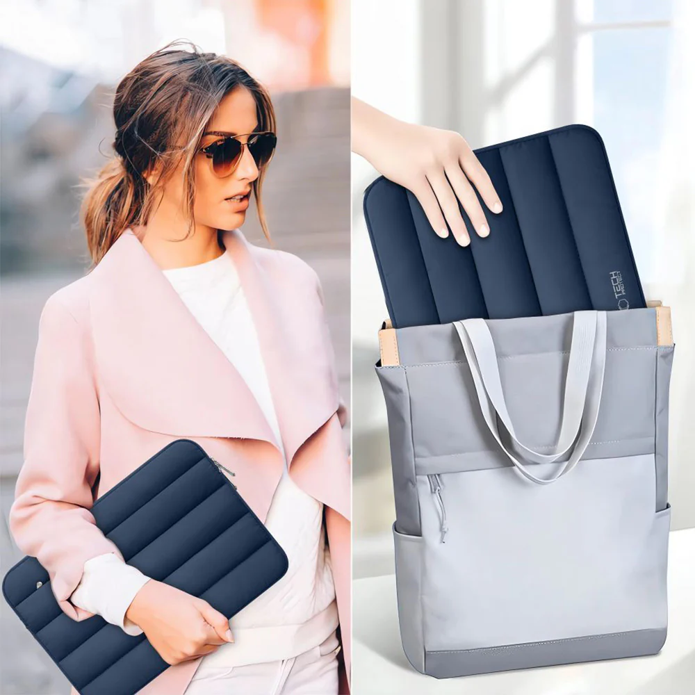 Universal Laptoptasche bis zu 13-14", Tech-Protect Fluffy, Dunkelblau - Image 11