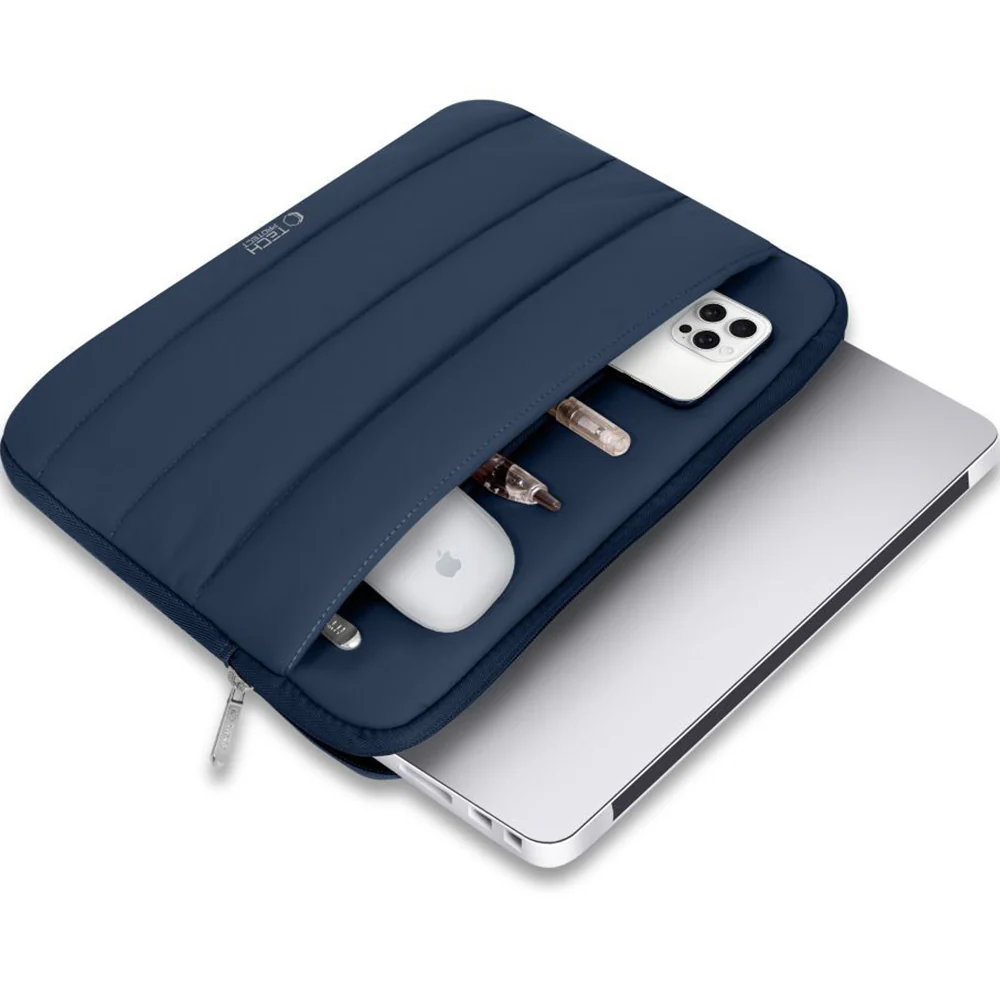 Universal Laptoptasche bis zu 13-14", Tech-Protect Fluffy, Dunkelblau - Image 5