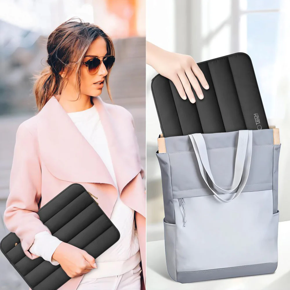 Universal Laptoptasche bis zu 13-14", Tech-Protect Fluffy, Schwarz - Image 11