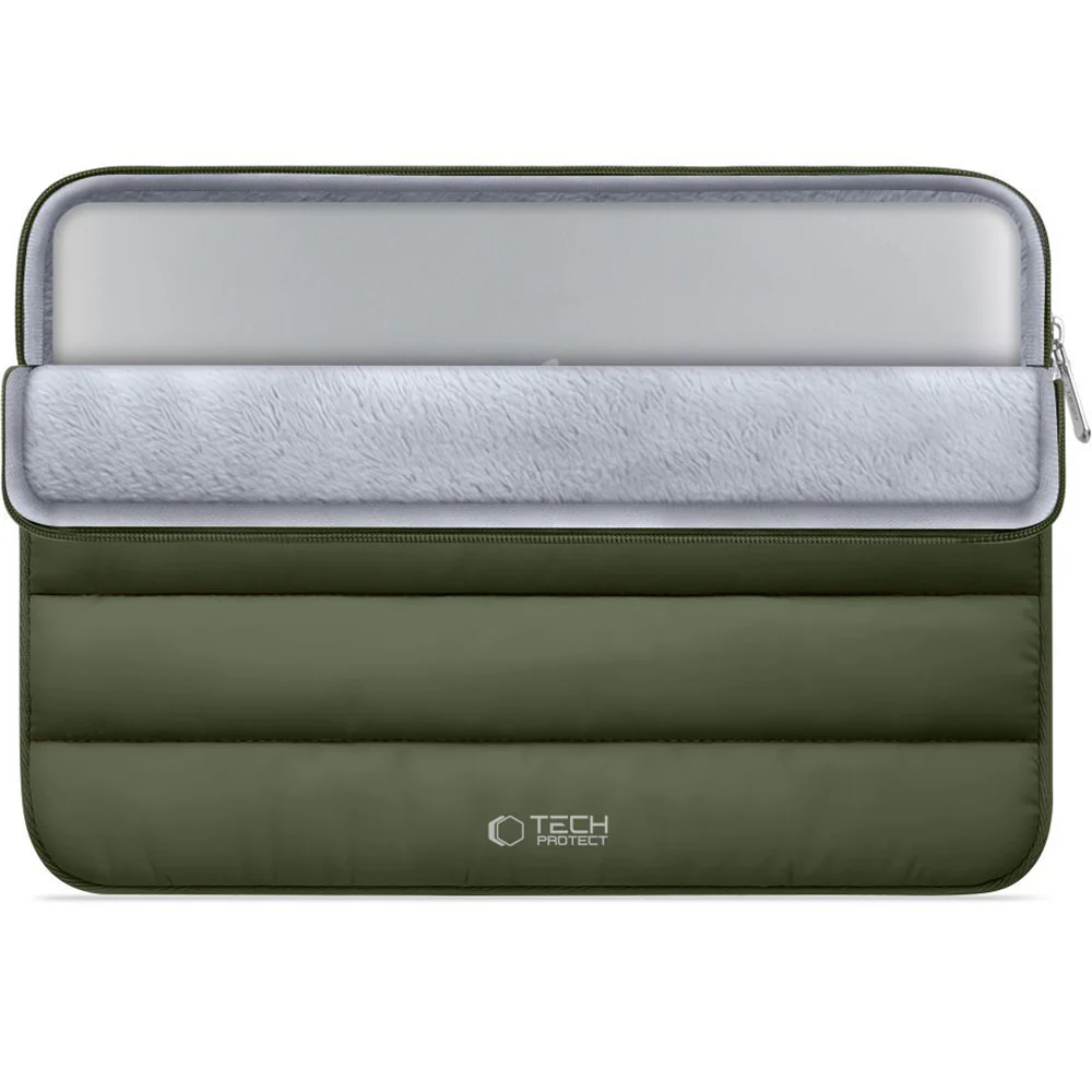Universal Laptoptasche bis zu 15"-16", Tech-Protect Fluffy, Dunkelgrün