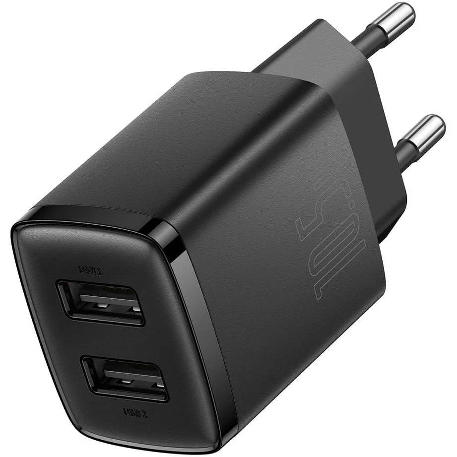 Wandladegerät Baseus Compact 2x USB-A 10,5 W, Schwarz - Image 5