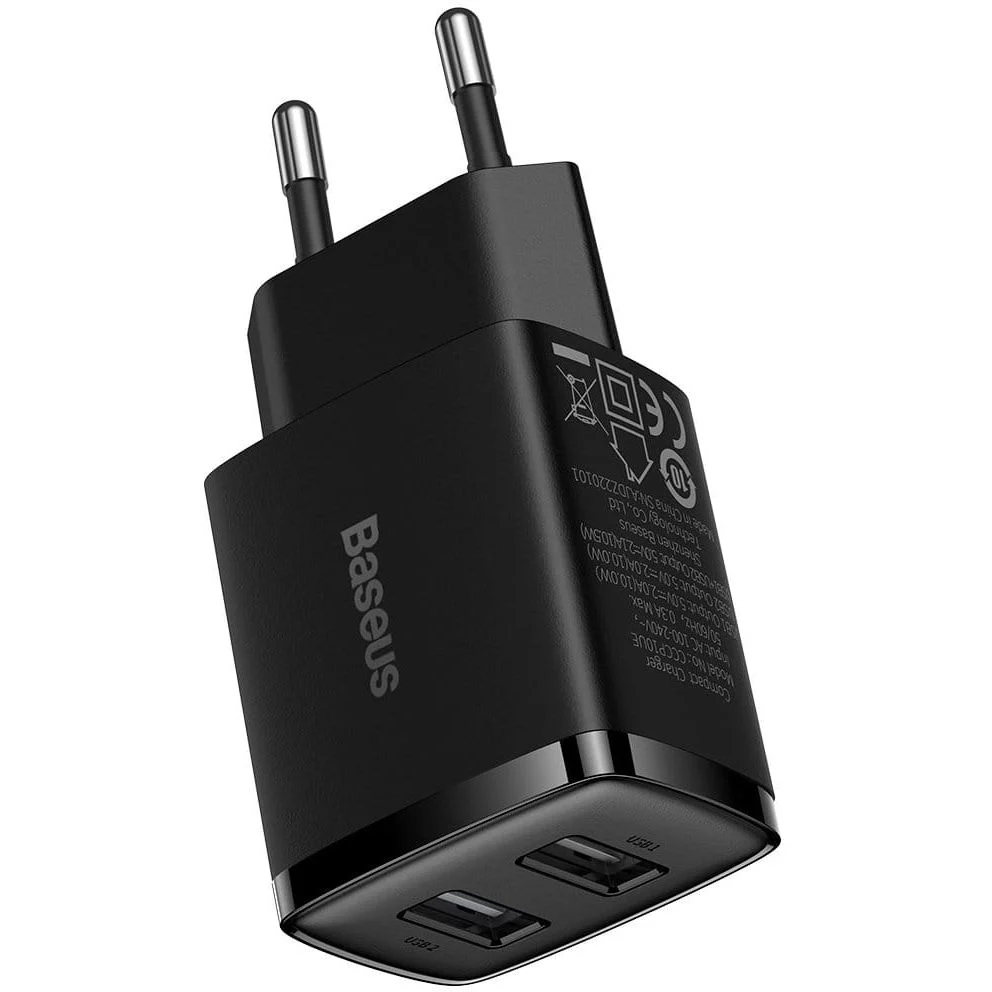 Wandladegerät Baseus Compact 2x USB-A 10,5 W, Schwarz - Image 8