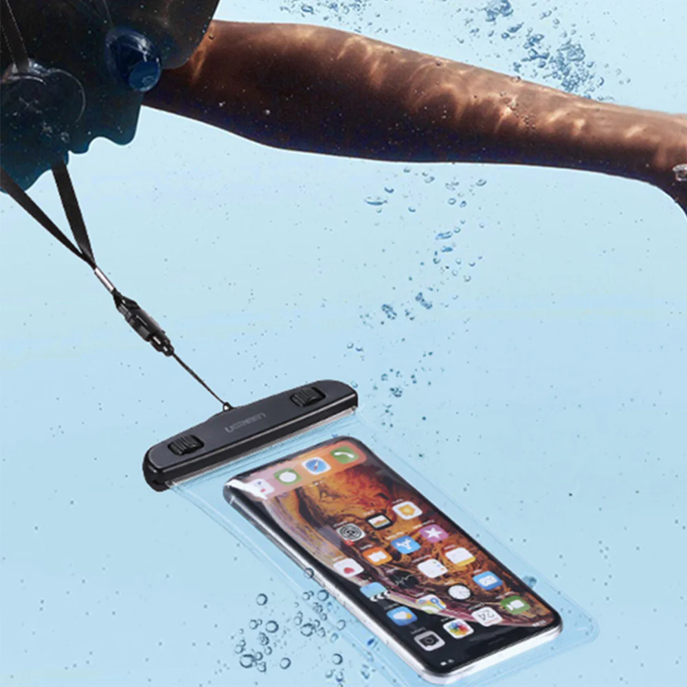 Wasserdichte Hülle für Smartphone 4-6,5", Ugreen Waterproof Phone Pouch LP186, IPX8, Transparent-Schwarz - Image 4