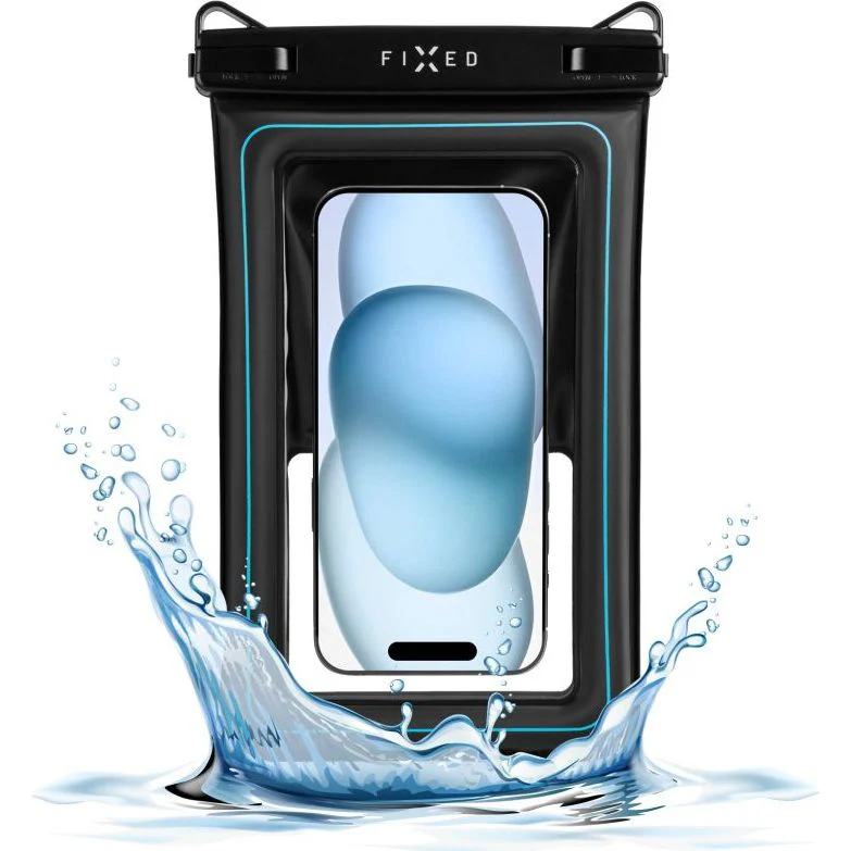 Wasserdichte Schutzhülle Fixed Float Max für Smartphone max. 7.5", Transparent-Schwarz - Image 2