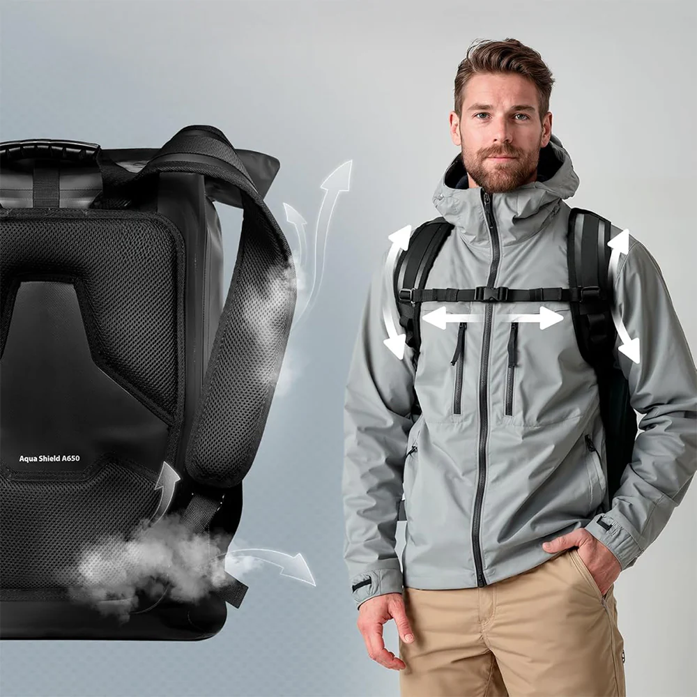 Wasserdichter Laptop-Rucksack bis 16" Spigen Aqua Shield WaterProof, 35L, Schwarz - Image 5