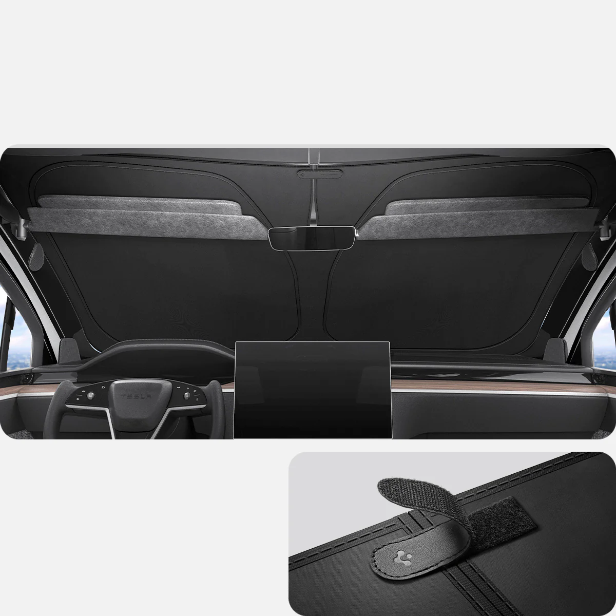 Windschutzscheiben-Sonnenblende für Tesla Model X, Spigen Car Front Windshield Sunshade - Image 9